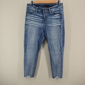 Buckle Black Medium Blue Straight Leg Jeans with Distressed Hem Size 29 Fit 53